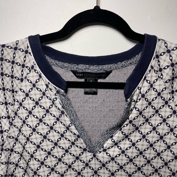 MARC by Marc Jacobs women's navy and white Andrea Jacquard long sleeve sweater S - Picture 3 of 8